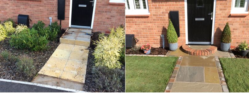 New Build Property – Front  Pathway and Step and Turfing – Congleton